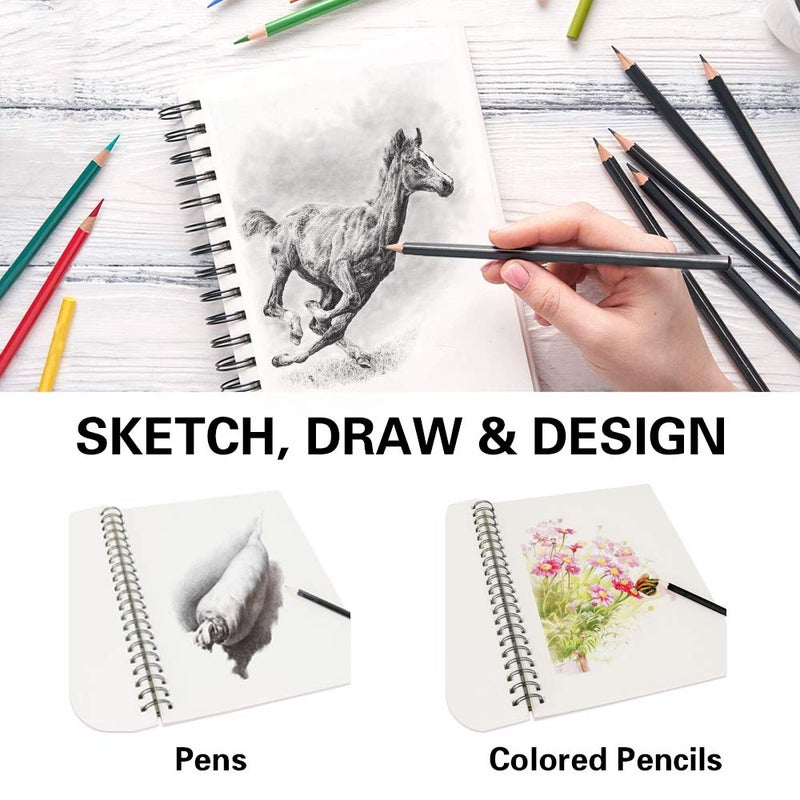 CONDA 9"x12" Sketch Book Set, 2 Pack, 120 Sheets, Spiral Bound Marker Pad, Durable Acid Free Sketchbook Mixed Media for Beginner Kids Adults Artists - Image 4